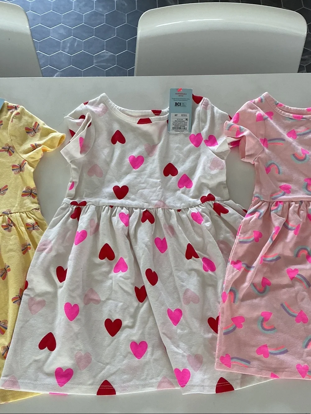 Cat & Jack Girls' Casual Dresses and 9 headbands. LOT OF 4